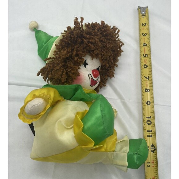 Vintage Faratak Inc Wind Up Musical Clown Doll Toy 1980s Green Yellow Works Rare - Picture 16 of 16